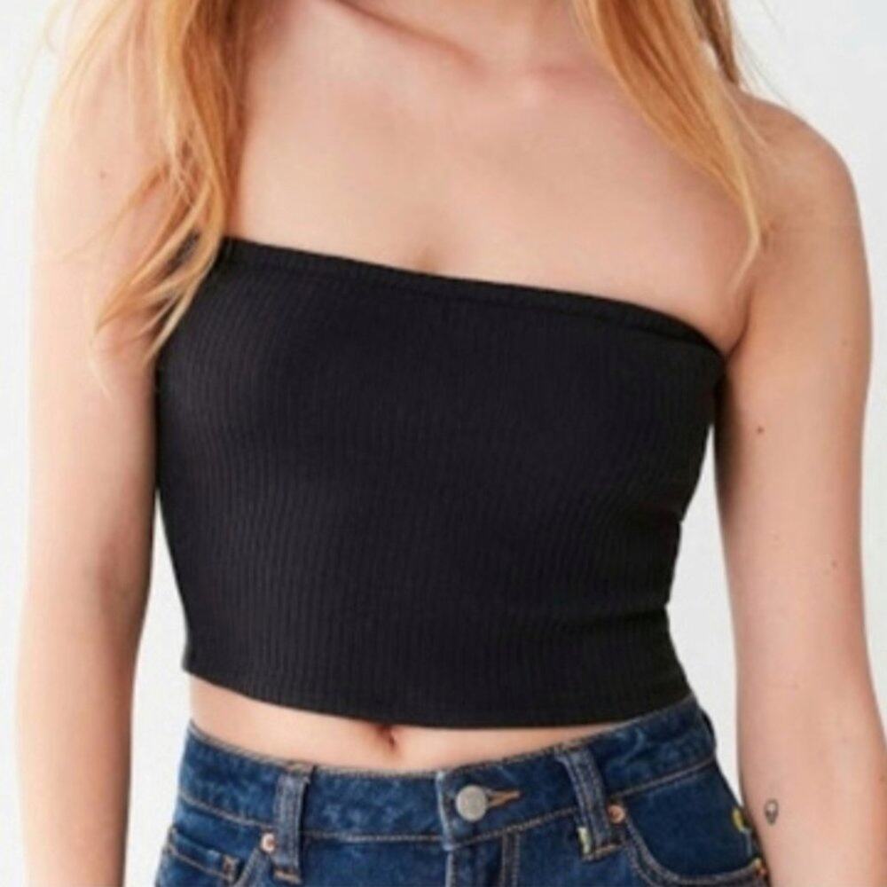 TOPSHOP Ribbed Tube Top Bandeau Black SZ 10